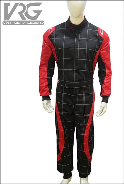 New Outdoor Karting Black Stich Suit Red-Black