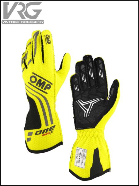 OMP One Evo X Racing Gloves Yellow