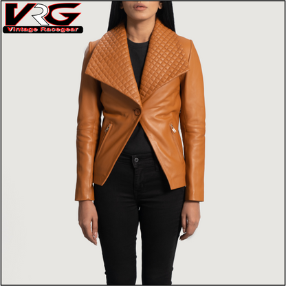 Women's Lee Tan Brown Leather Blazer