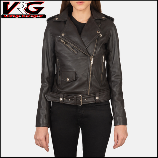 Woman Leather Biker Fashion Jacket