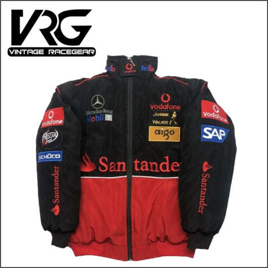 F1 Vintage  Mercedes Santander Jacket  -  Red  \ Black