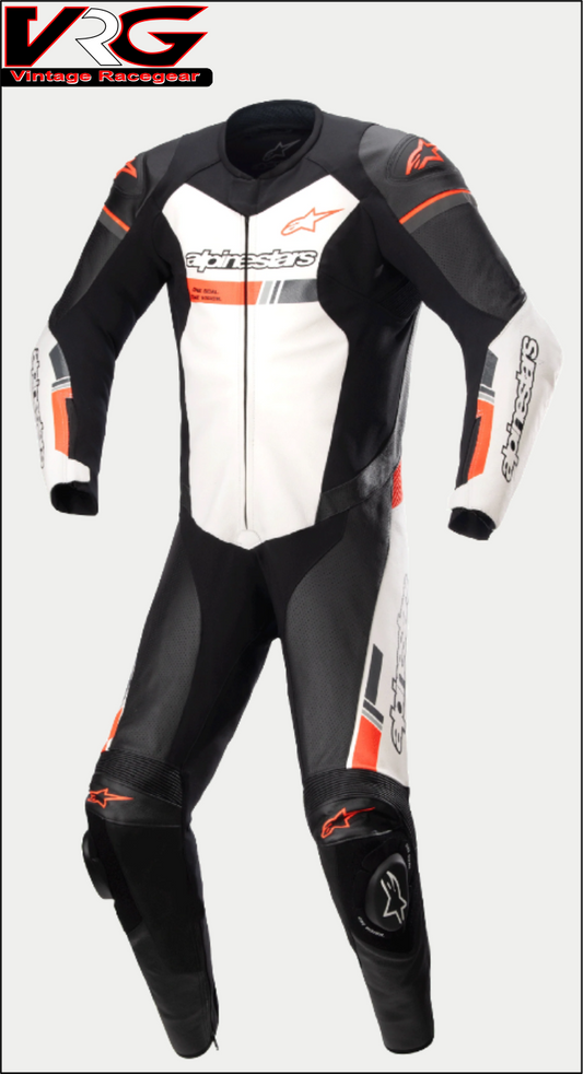 GP Force Chaser Leather Road Bike Suit - 1PC  White-Black