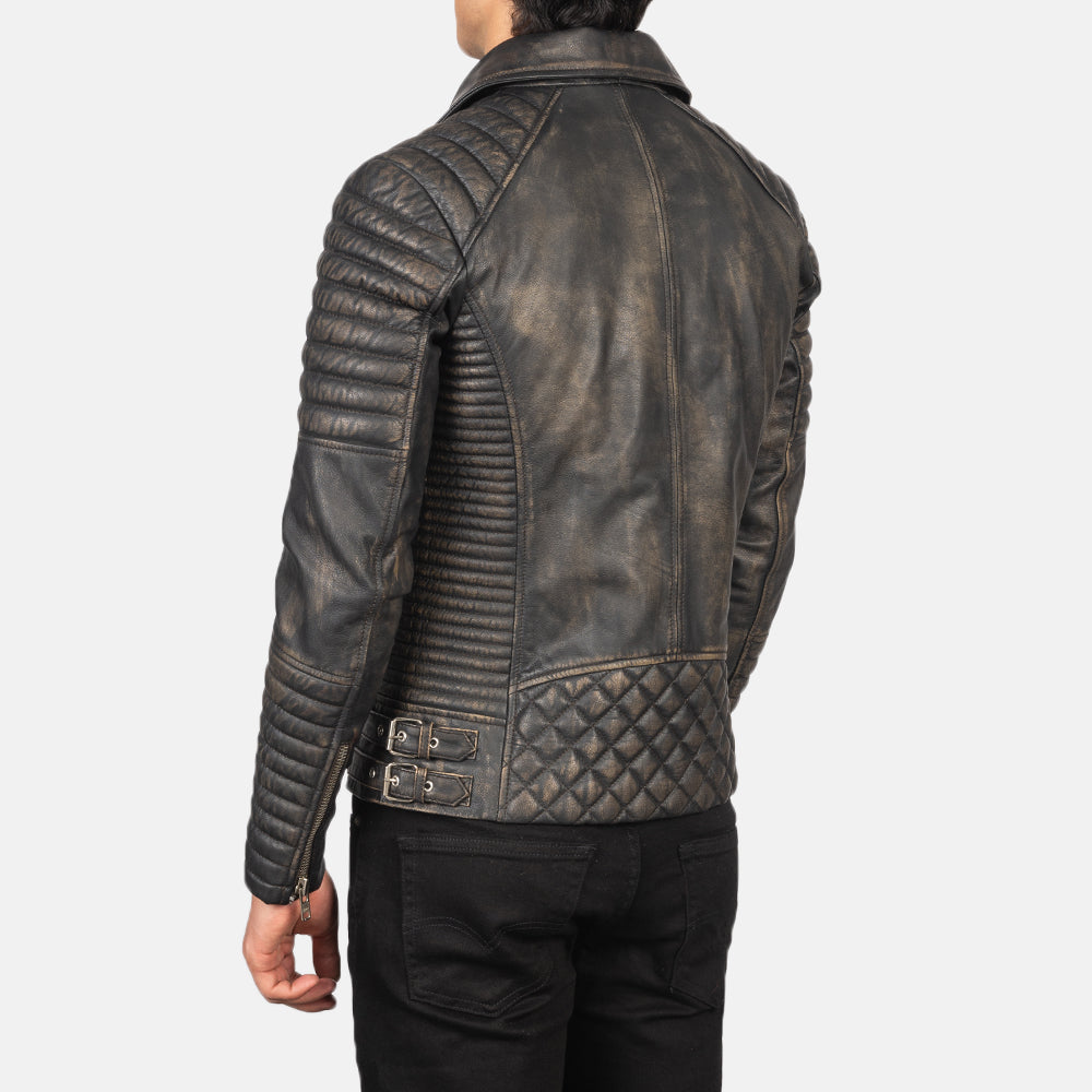 Men's Armand Distressed Brown Leather Biker Jacket