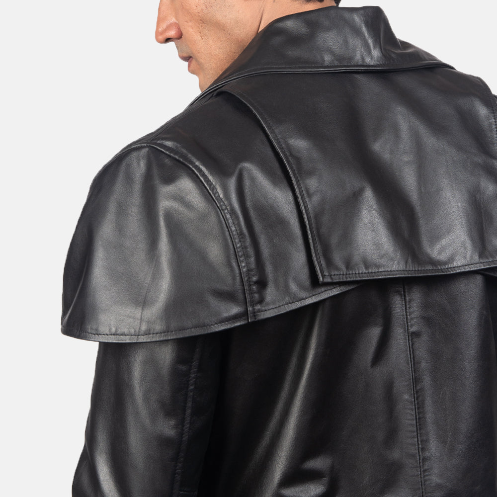 Men's Classic Black Leather Duster