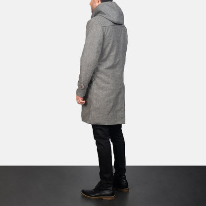 Men's Drake Grey Wool Hooded Duffle Coat