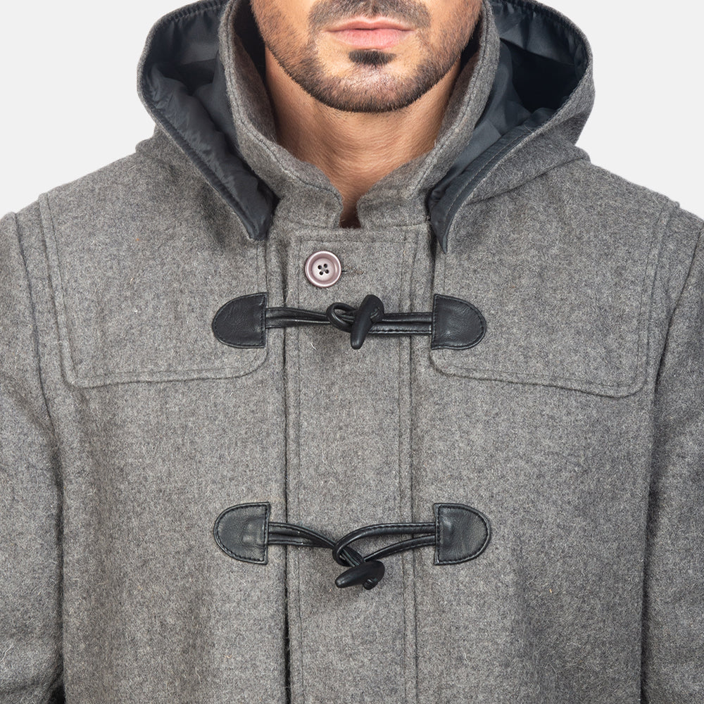 Men's Drake Grey Wool Hooded Duffle Coat