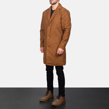 Men's Petrillo Khaki Wool Single Breasted Coat