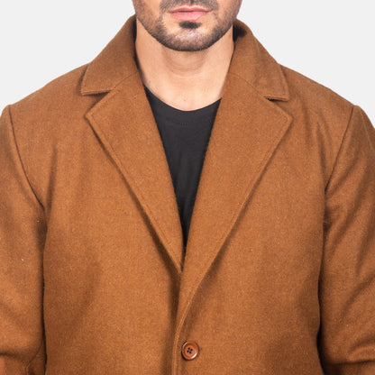 Men's Petrillo Khaki Wool Single Breasted Coat