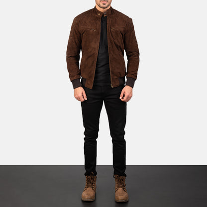 Men's Sven Mocha Suede Bomber Jacket