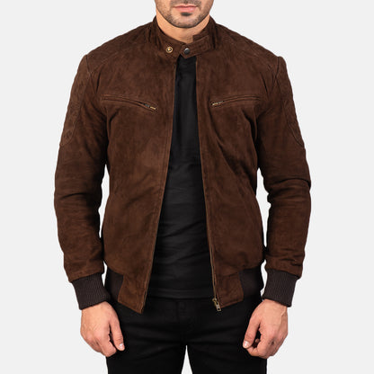 Men's Sven Mocha Suede Bomber Jacket