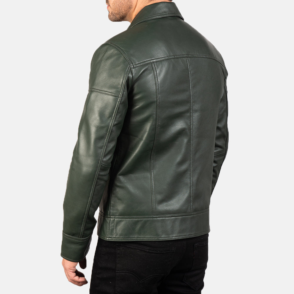 Men's Lavendard Green Leather Biker Jacket