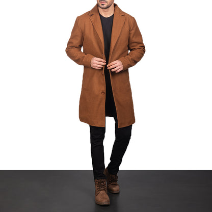 Men's Petrillo Khaki Wool Single Breasted Coat