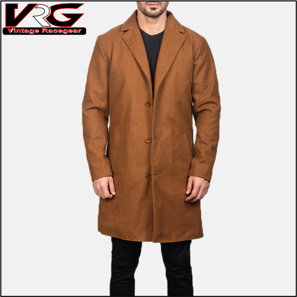 Men's Petrillo Khaki Wool Single Breasted Coat