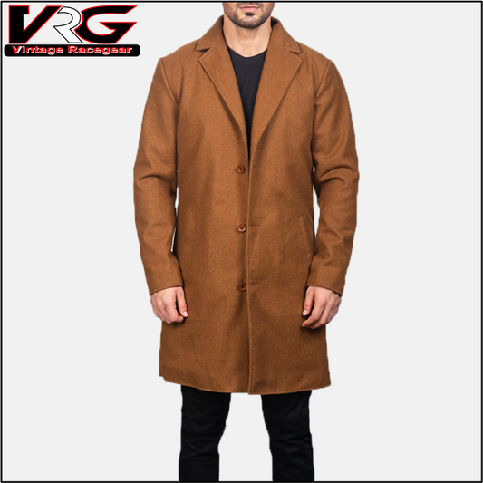 Men's Petrillo Khaki Wool Single Breasted Coat