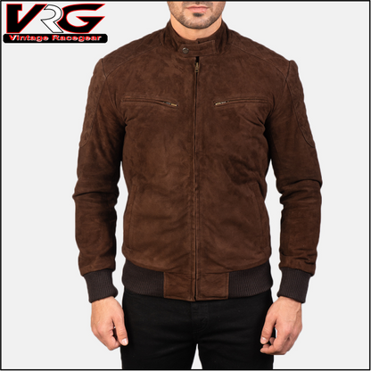 Men's Sven Mocha Suede Bomber Jacket