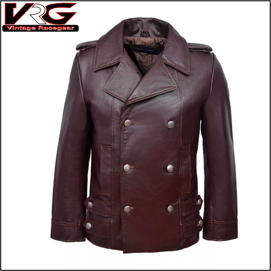 Men's New Cowhide Leather Jacket Coat