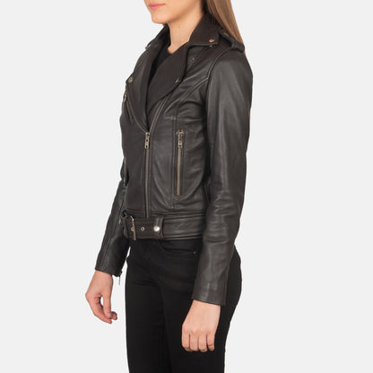 Woman Leather Biker Fashion Jacket