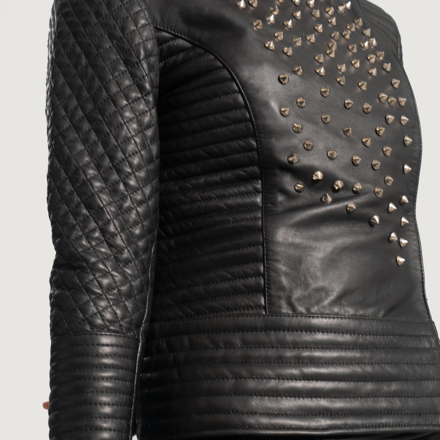 Woman Celeste Studded Black Leather Jacket