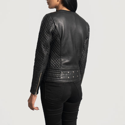 Woman Celeste Studded Black Leather Jacket