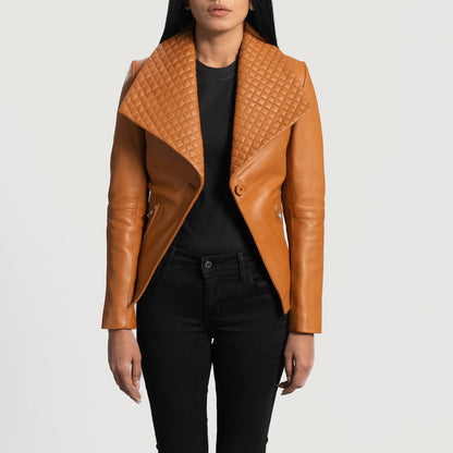 Women's Lee Tan Brown Leather Blazer