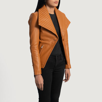 Women's Lee Tan Brown Leather Blazer