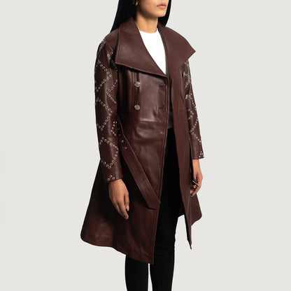 Women's Missoni Maroon Leather Trench Coat