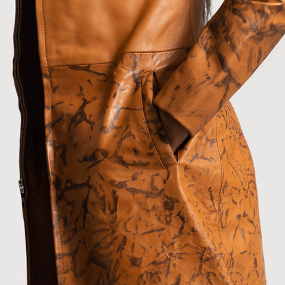 Women's Sandy Tan Dye Leather Coat