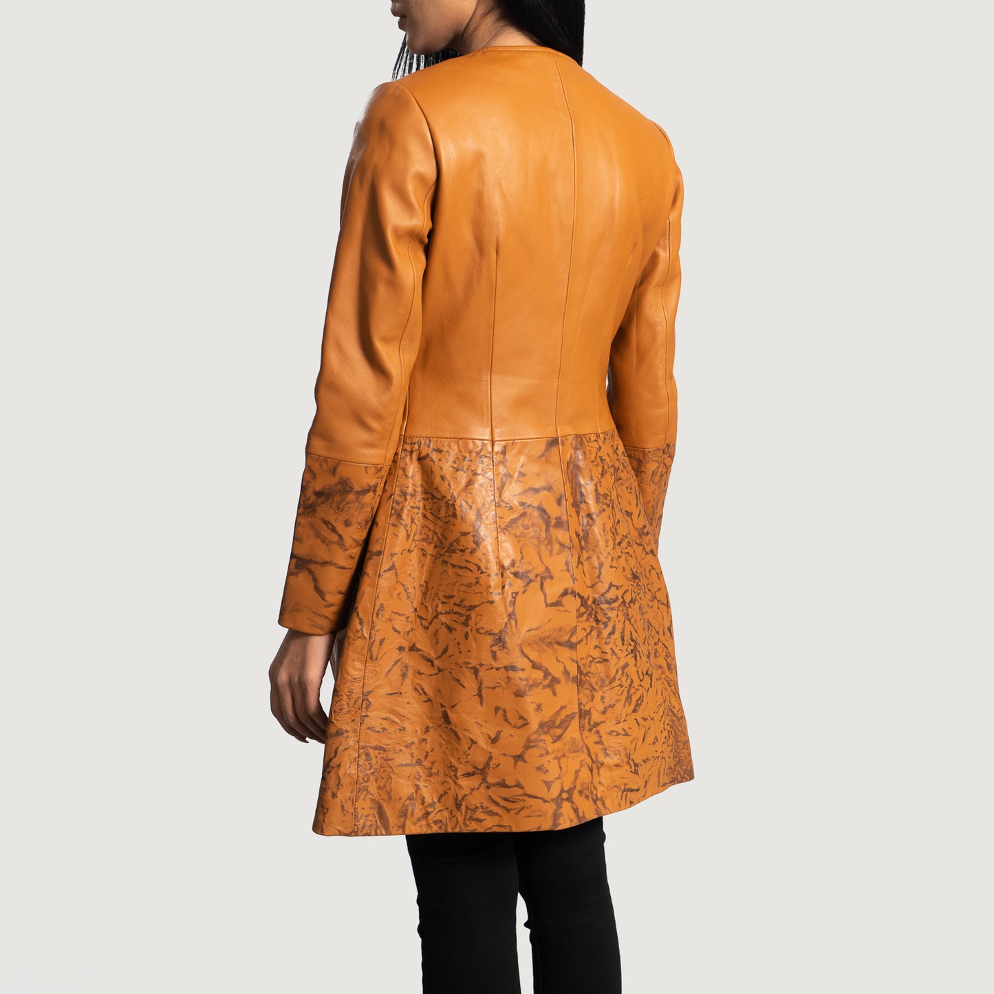 Women's Sandy Tan Dye Leather Coat