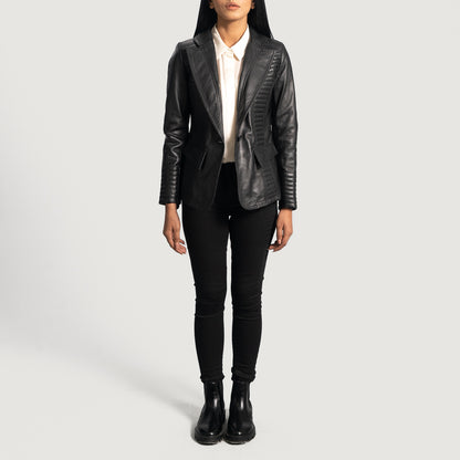 Women's Selina Black Leather Blazer