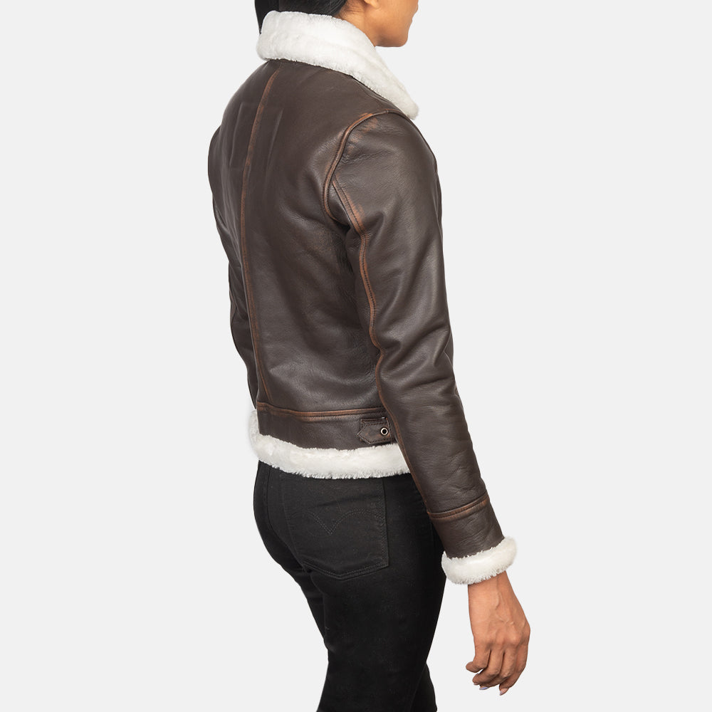 Woman Sherilyn B-3 Brown Leather Bomber Jacket