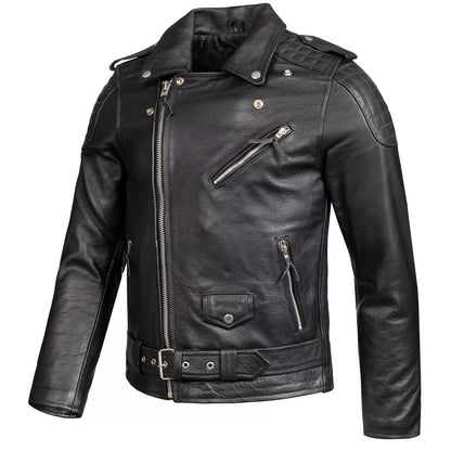 Men's Biker Leather Jacket Genuine Leather