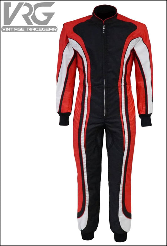 Outdoor Karting Suit Red-White-Black New