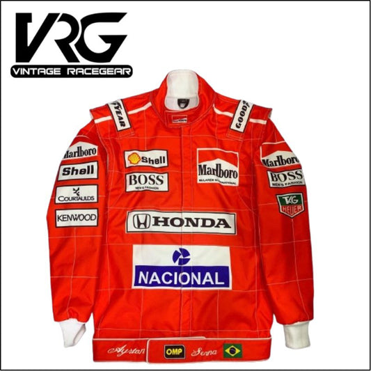 F1 Vintage  Ayrton Senna Jacket  -  Red